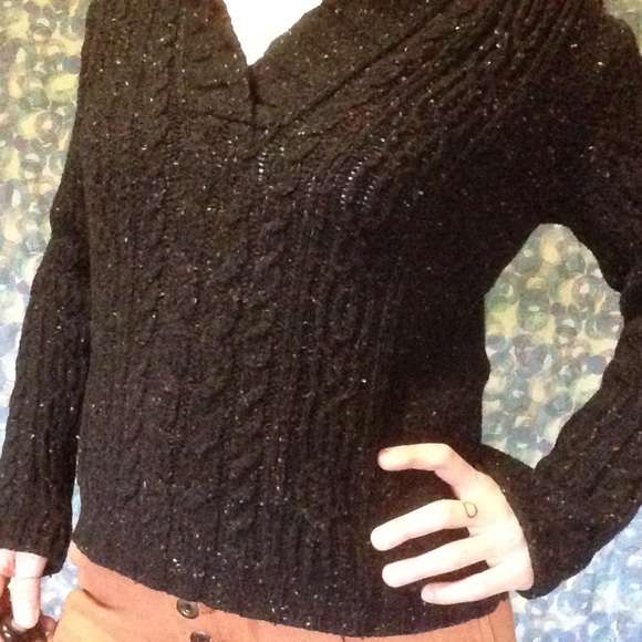 Sailor collar black cable knit sweater - Picture 3 of 4